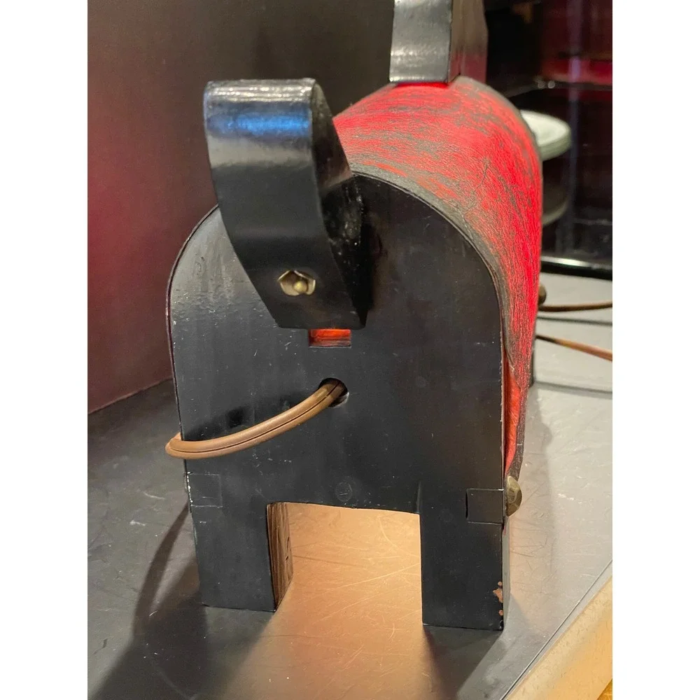 Vintage Scottie Dog Table Lamp Art Deco Scottish Terrier Wood Accent Light Red